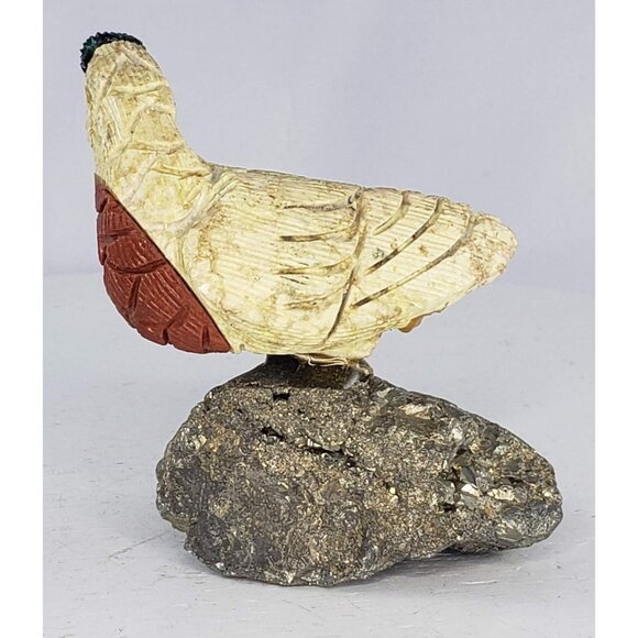 Carved Gemstone Pyrite Parrot Macaw Bird Peru Rock FIgurine - Picture 4 of 7